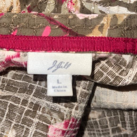 J. Jill Cottage Core Green Floral Textured Button Front Jacket Pink Floral Print - Picture 3 of 7